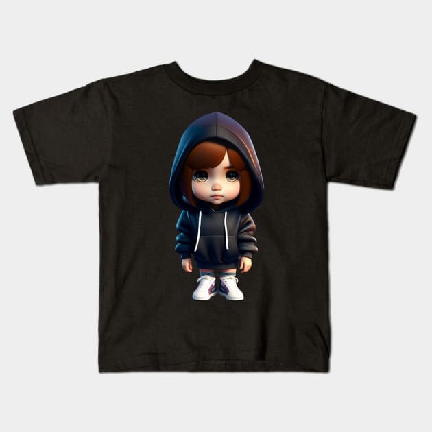 tierna niña encapuchada Kids T-Shirt by artecristhian